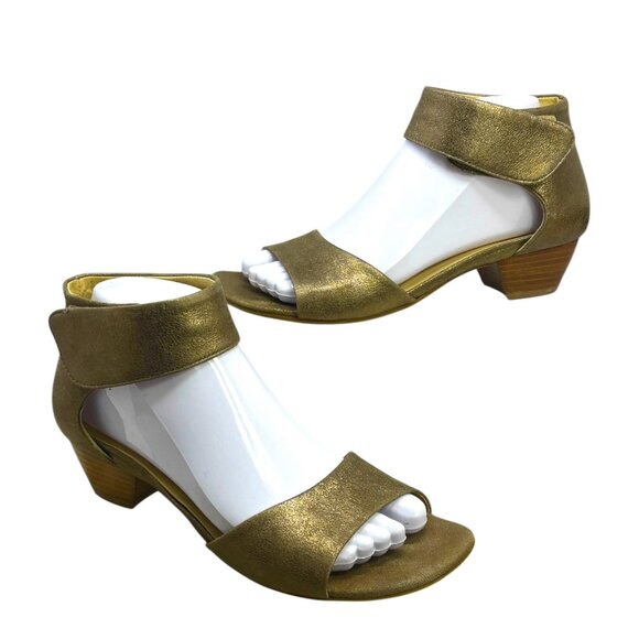 Paul Green Tripoli Metallic Suede Ankle Wrap Sandals - Picture 8 of 13